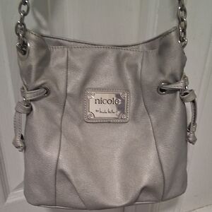 Nicole Metallic Silver Shoulder Bag